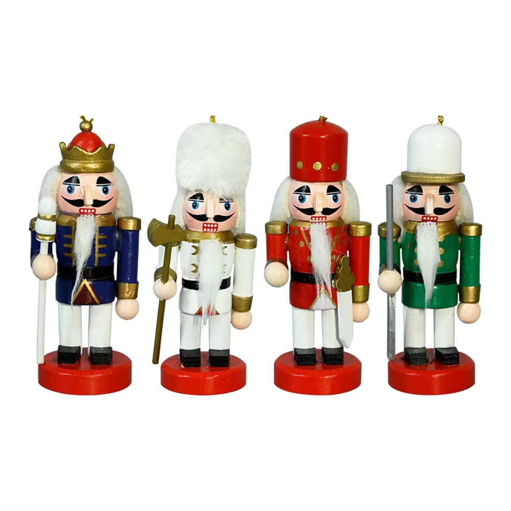 Small Size Handmade Wooden Nutcracker Soldier New Christmas Decorations Set