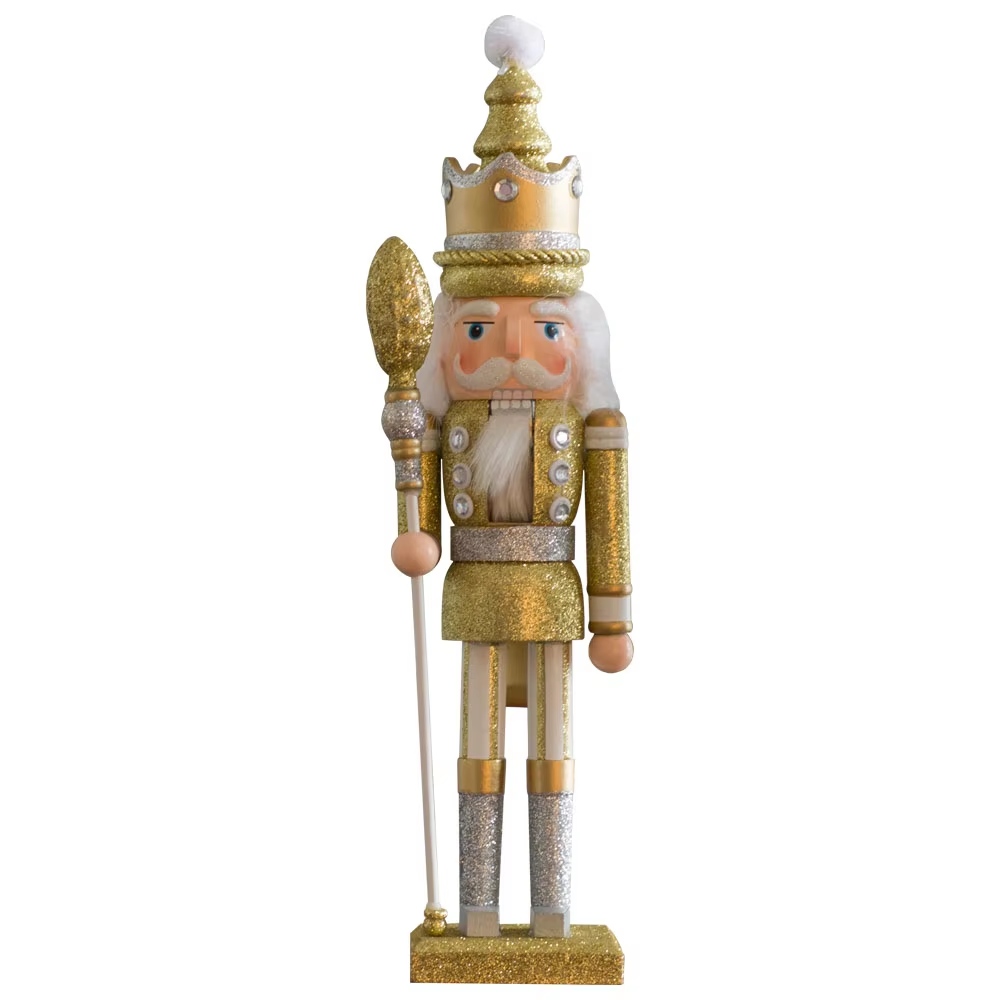 Christmas Wooden Nutcracker Doll Decoration with Glitter Christmas Nutcracker Soldier