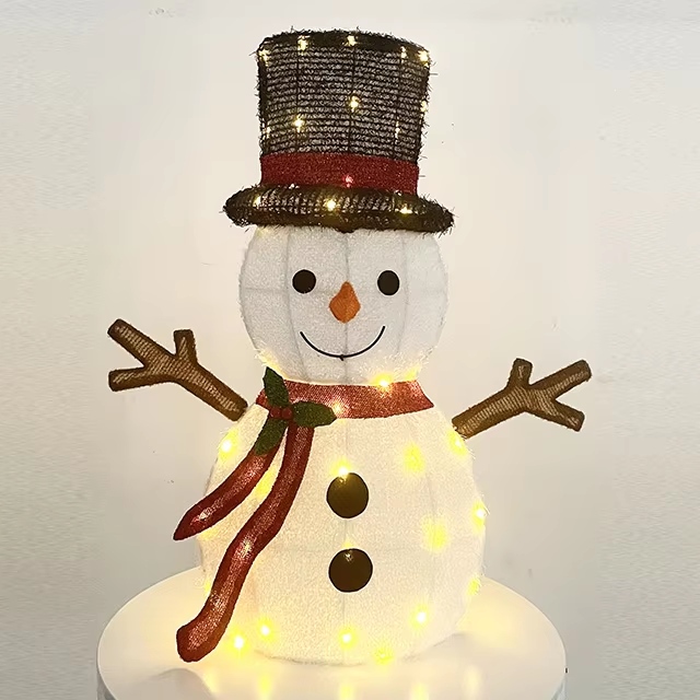 Christmas Snowman Figurine With Led Lights Christmas Scene Decoration Outdoor Yard Decoration New Year