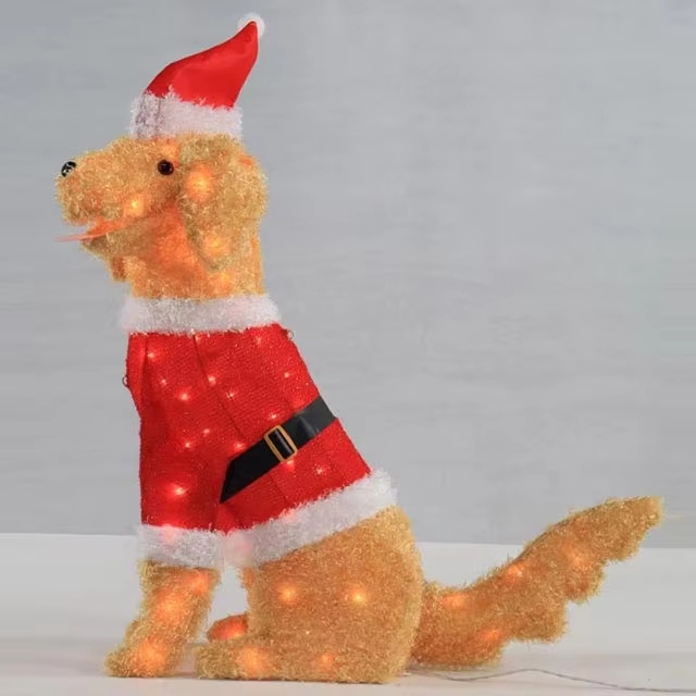 Indoor Outdoors Garden Christmas Dog Lantern Ornament Lamp LED Lawn Foldable Lantern Christmas Holiday Decorations