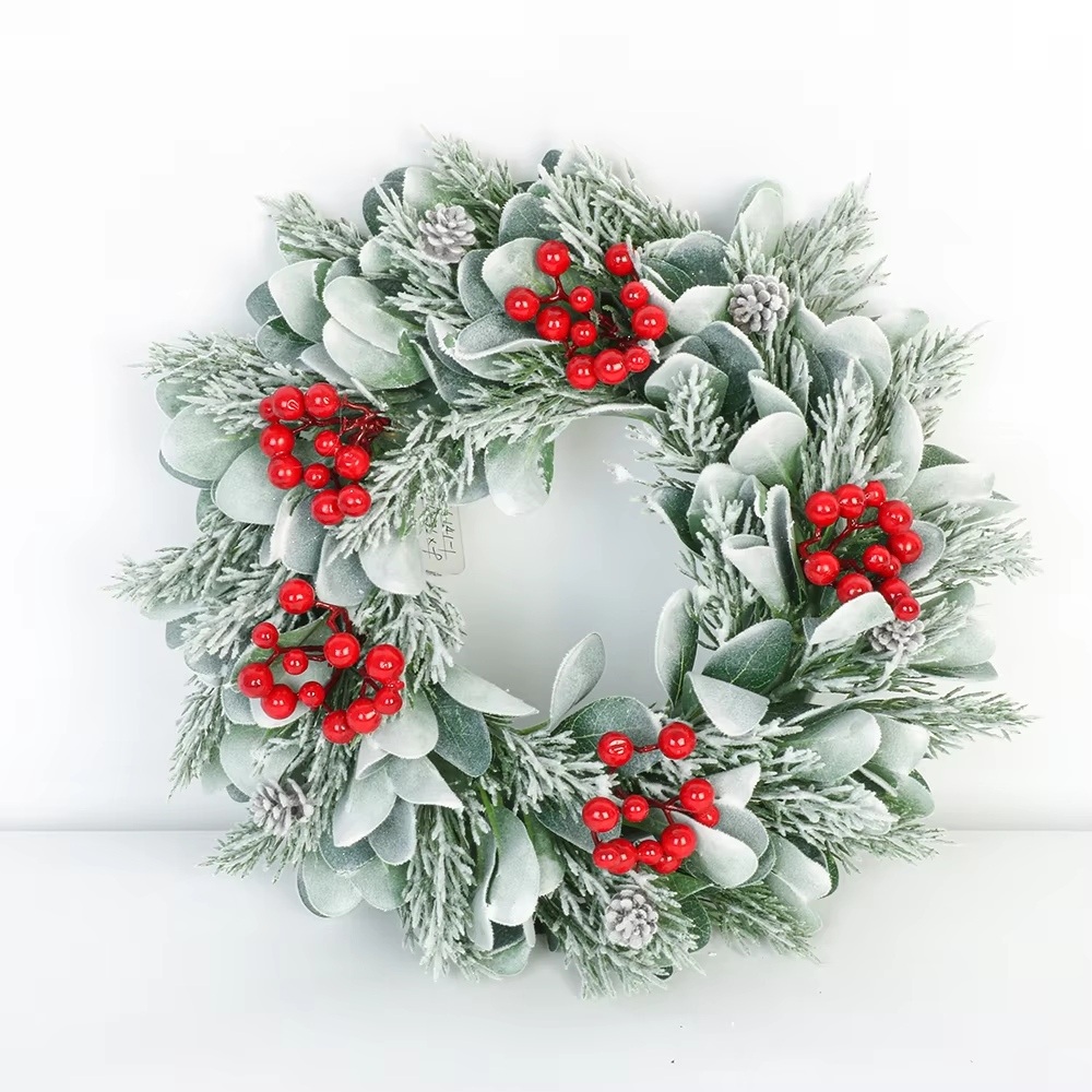 Classic Evergreen Artificial Christmas Wreaths with Pine Cones and Berries for Traditional Door Decorations