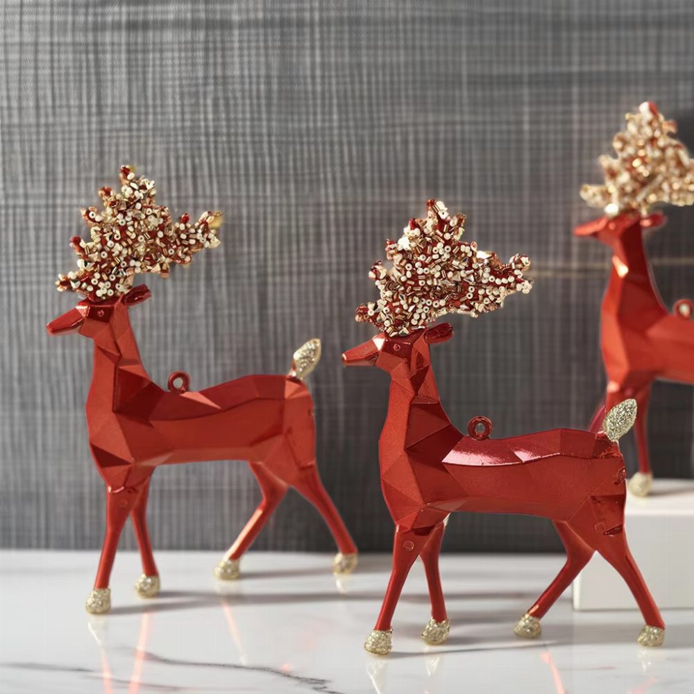 New Arrival Red Christmas Deer Ball Ornaments Home Christmas Plastic Exquisite Desktop Deer Decoration