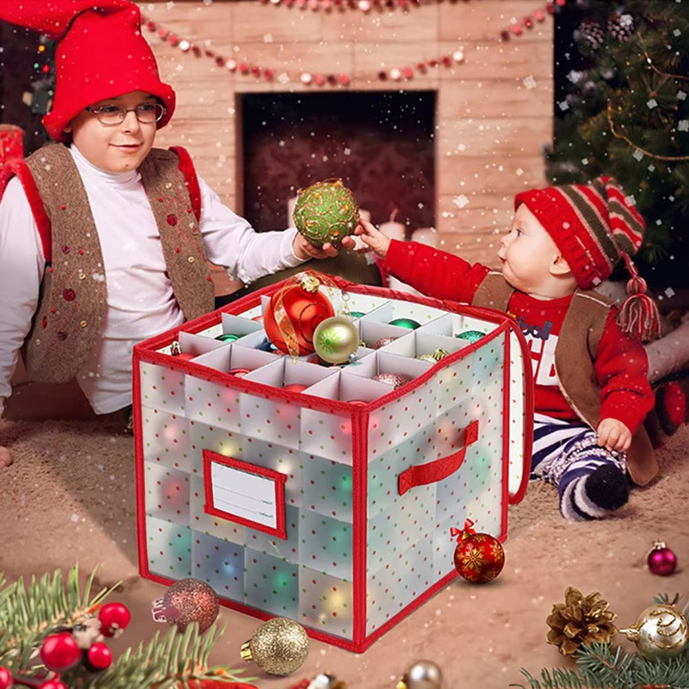 Home Indoor Christmas Ornament Ball Storage Box Organizer for Bauble Decorations