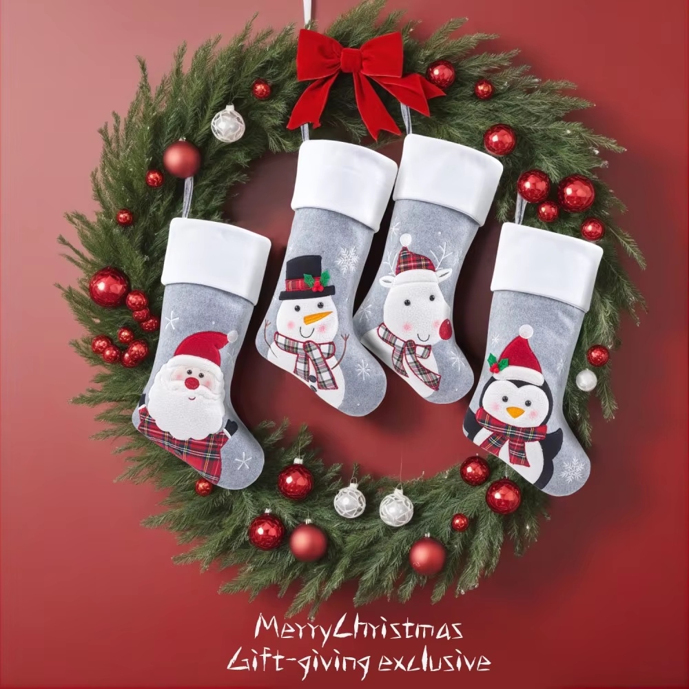 Custom Indoor Christmas Stockings Luxury Large 3D Sublimation Sock Christmas Ornament Accessory