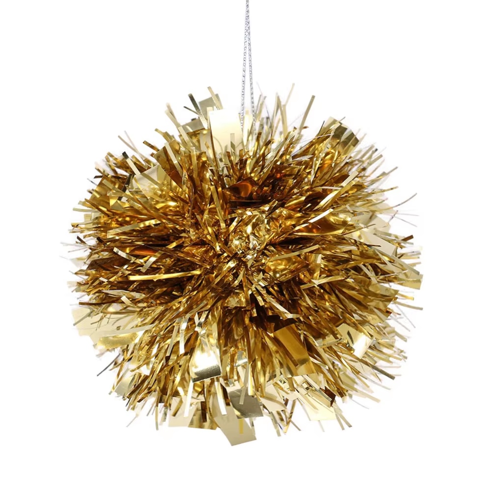 Christmas Tinsel 10cm Diameter Ball Hot Selling Hanging Tree Decorative Gold Shiny Balls Plastic Tree Pendant
